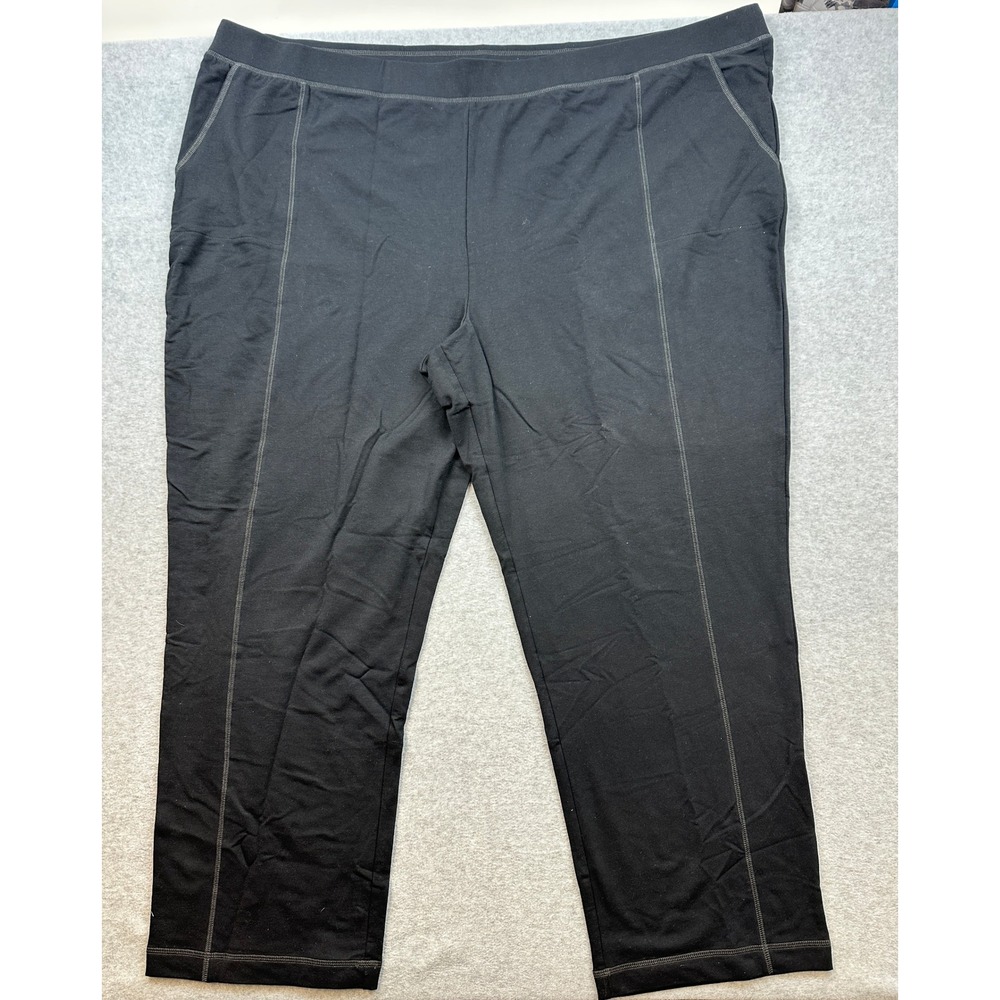 Denim & Co Active Tall French Terry Straight Leg Pants Black 5XT A699744